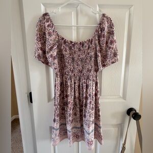 BeBop Pink Floral Smocked Casual Dress Size Small